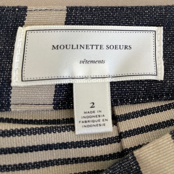 Anthropologie‎ Moulinette Soeurs Pleated Striped Midi Skirt Sz2 Academia Preppy - Picture 5 of 8